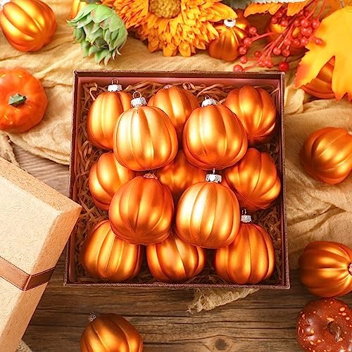 Tigeen 24 Pcs Fall Pumpkin Hanging Ornaments