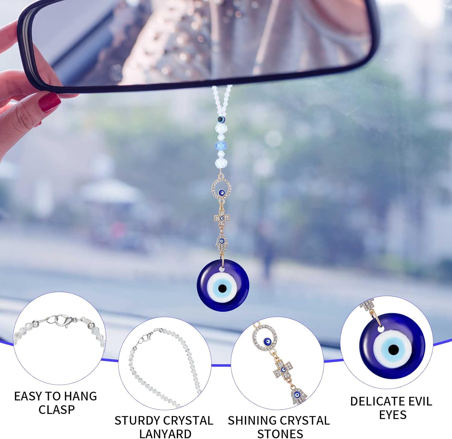 Frienda Evil Eye Car Hanging Ornament Cross Style
