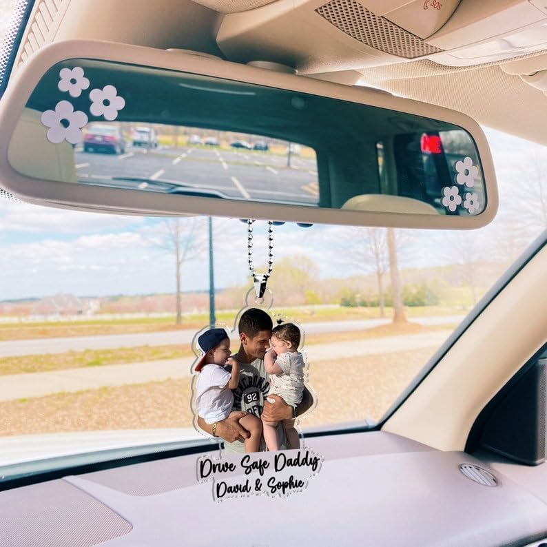 Custom Photo Hanging Car Ornament for Dad