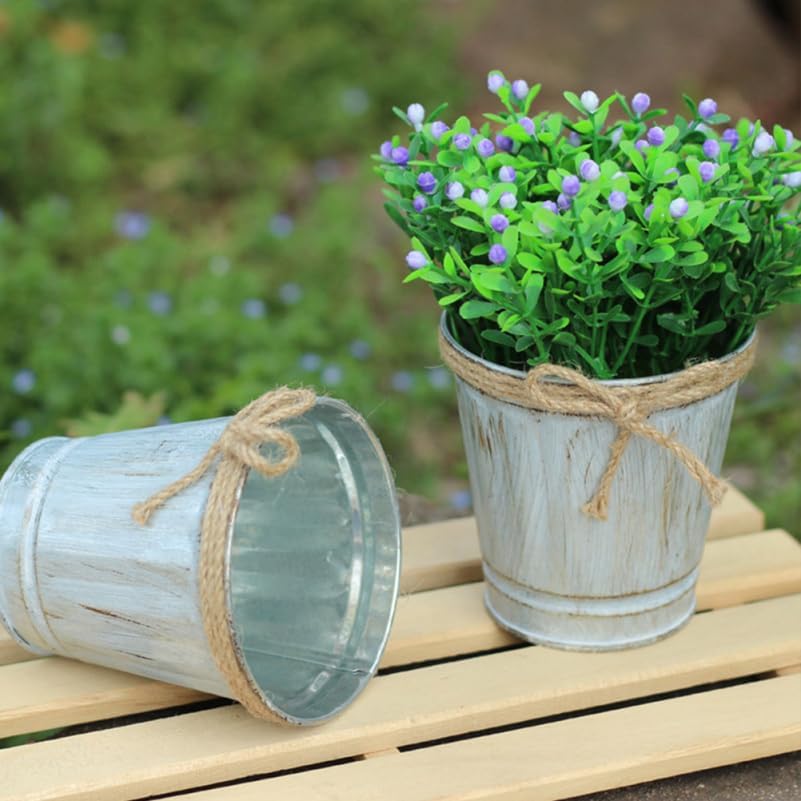 Cabilock Vintage Galvanized Metal Pitcher Vase 2pcs
