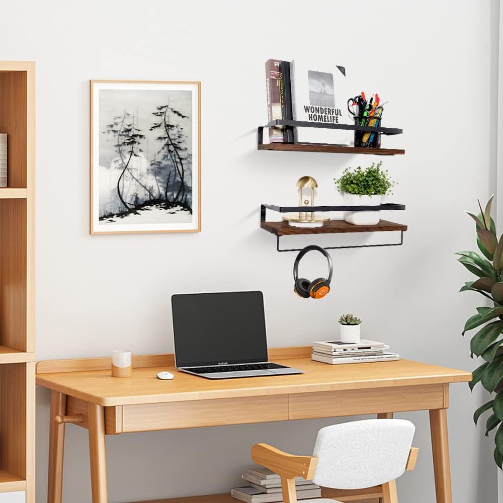 Uten Floating Shelves 8 Hooks Towel Holder