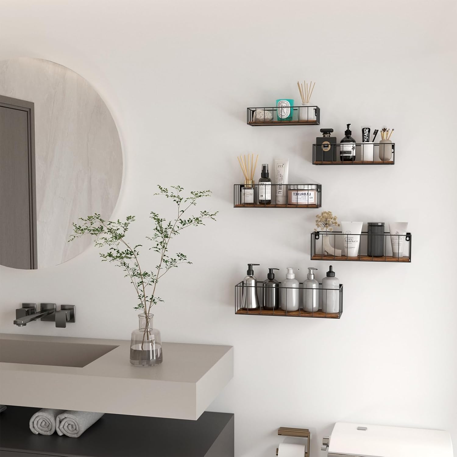 CRUGLA Floating Shelves Wall Mounted Set of 5