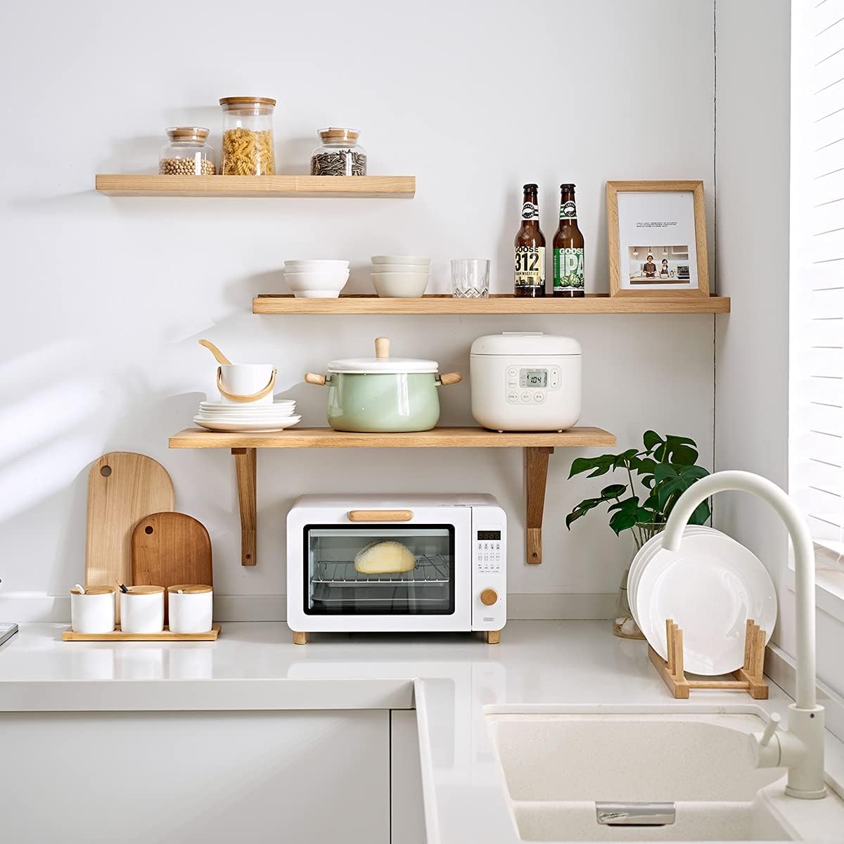 Treoakwis Oak Floating Shelves Wall Mount Display