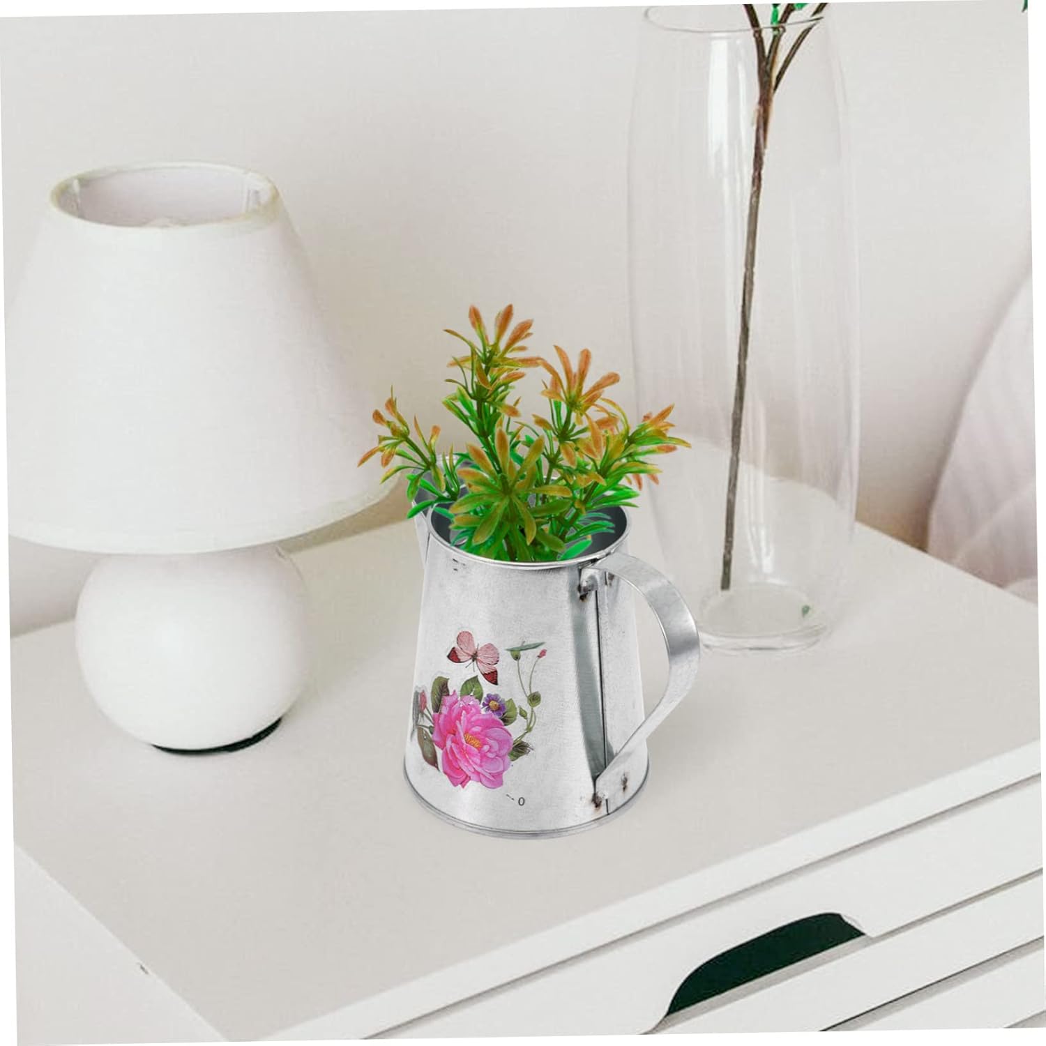 Rustic Iron Flower Vase Bucket for Home Decor