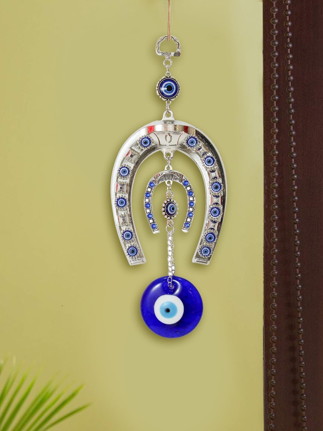 Tied Ribbons Evil Eye Hanging Ornament Set - 2 Pcs 10 Inch Metal