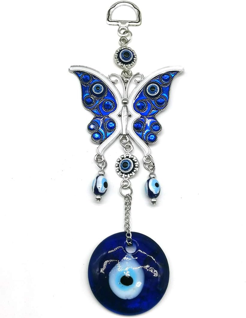 Blue Butterfly Evil Eye Wall Hanging Decor