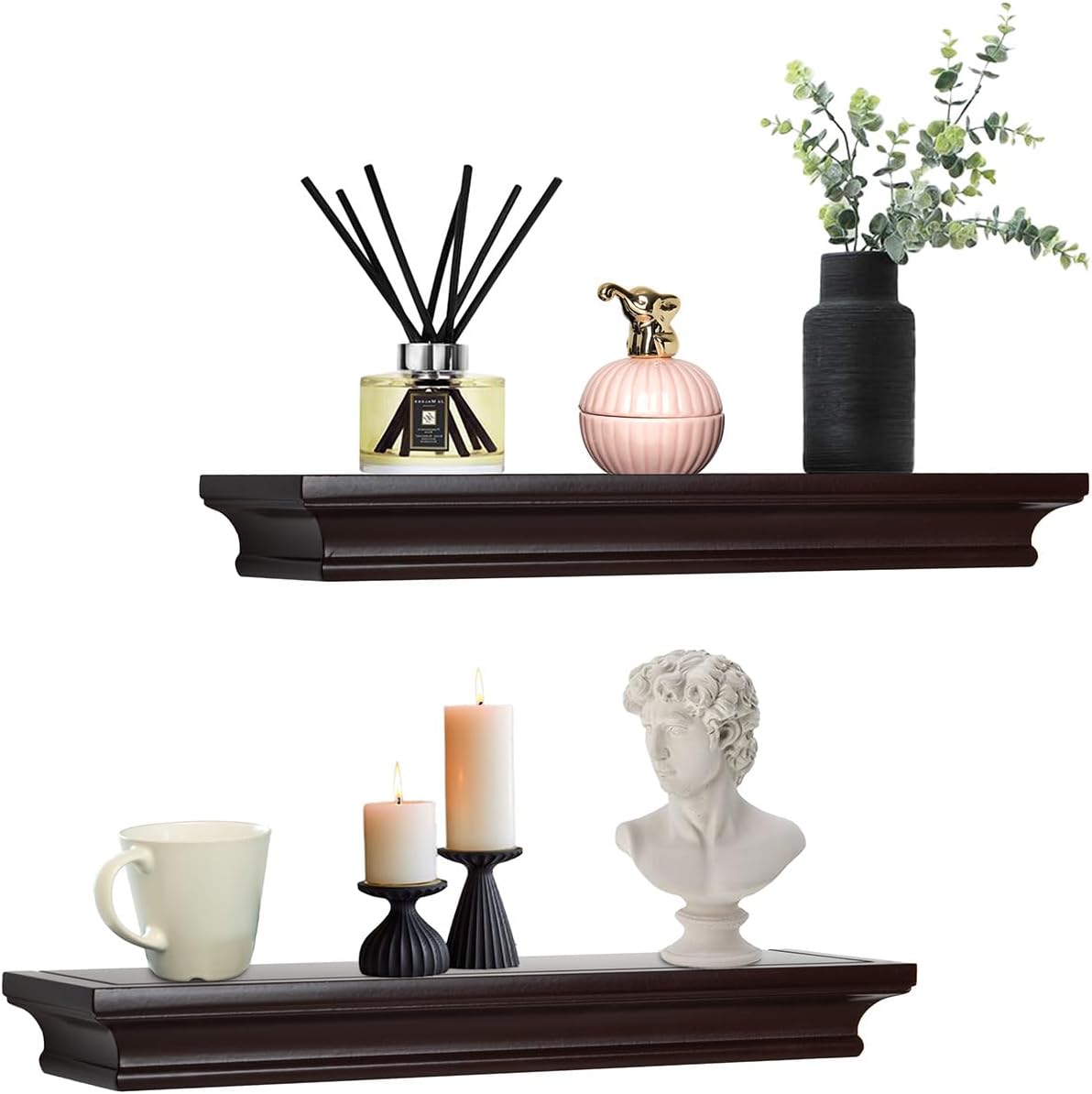 AHDECOR Floating Shelves Set of 2 Espresso Brown