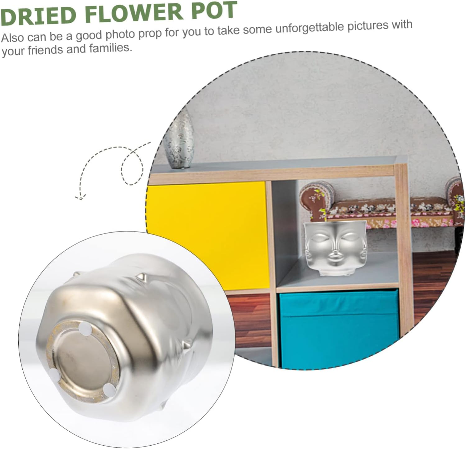 PRETYZOOM 1pc Creative Mask Shaped Dried Flower Pot Wall Decor