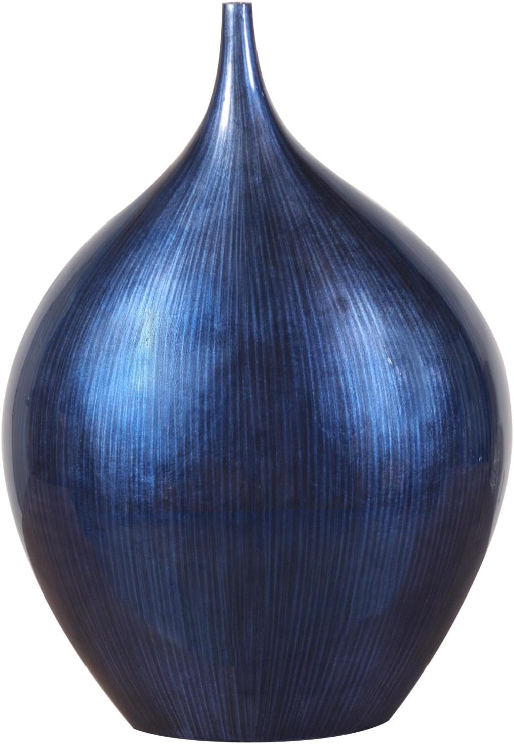 Howard Elliott Cobalt Blue Wooden Vase with Black Lacquered Accents