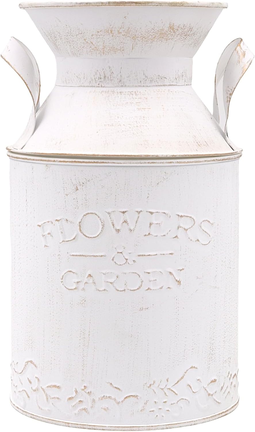 Hosley 10 Inch High Metal White Milk Can