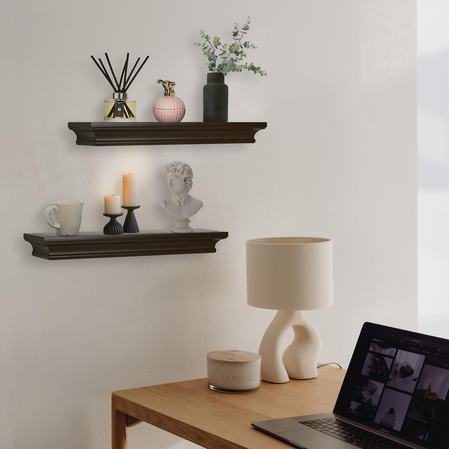 AHDECOR Floating Shelves Set of 2 Espresso Brown