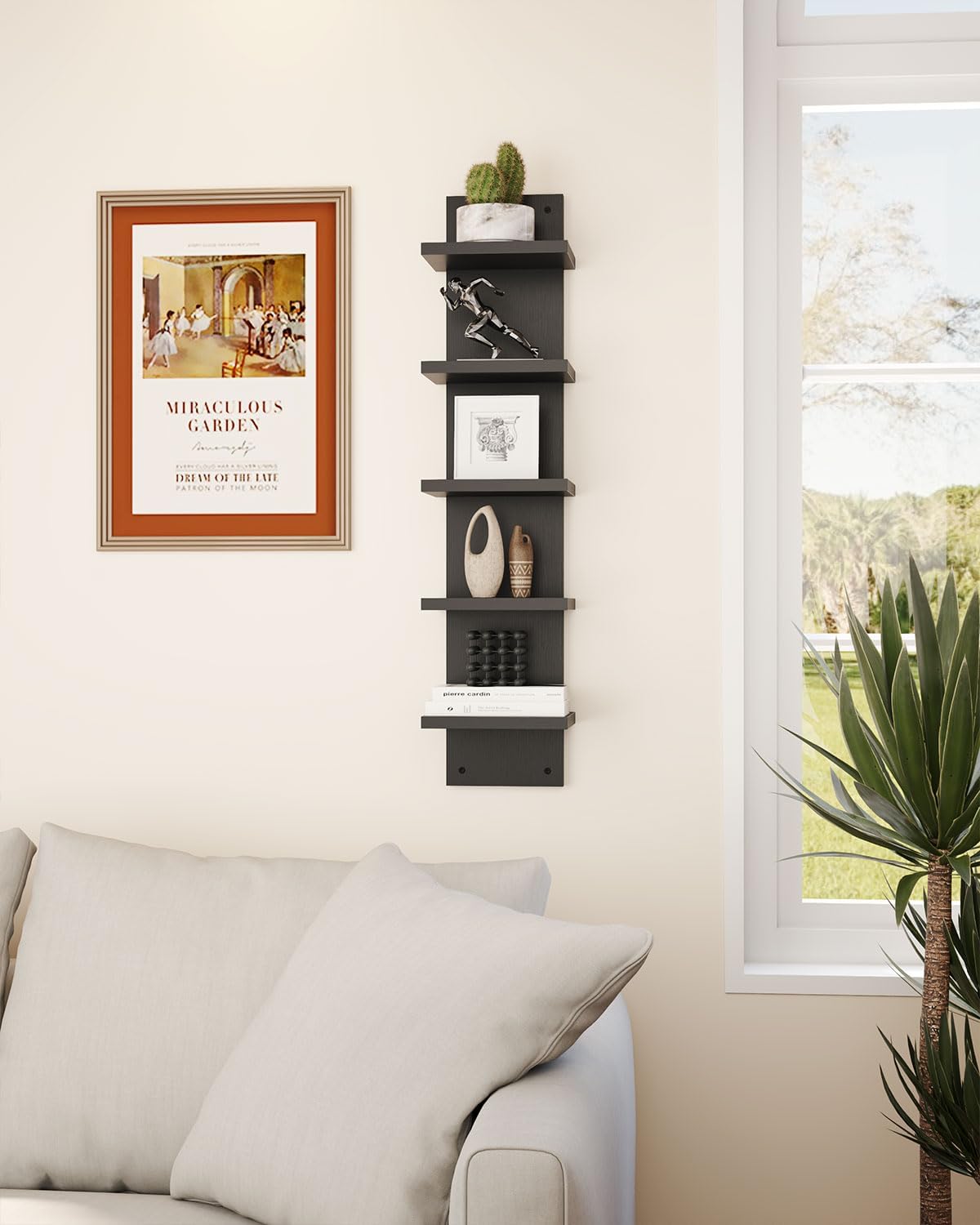 IBUYKE 5 Tier Wall Shelving Unit Black Vertical Storage Shelf