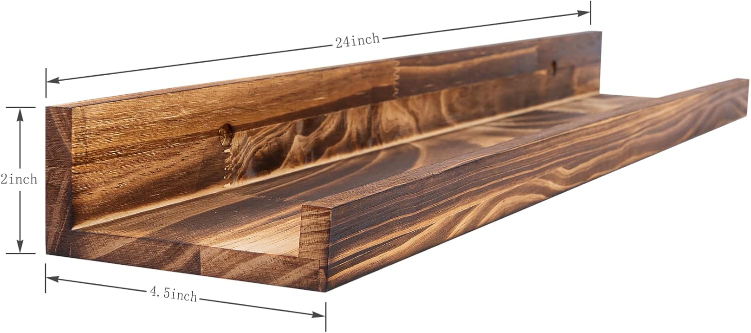 MBYD 3 Pc 24 Inch Floating Shelves Natural Wood