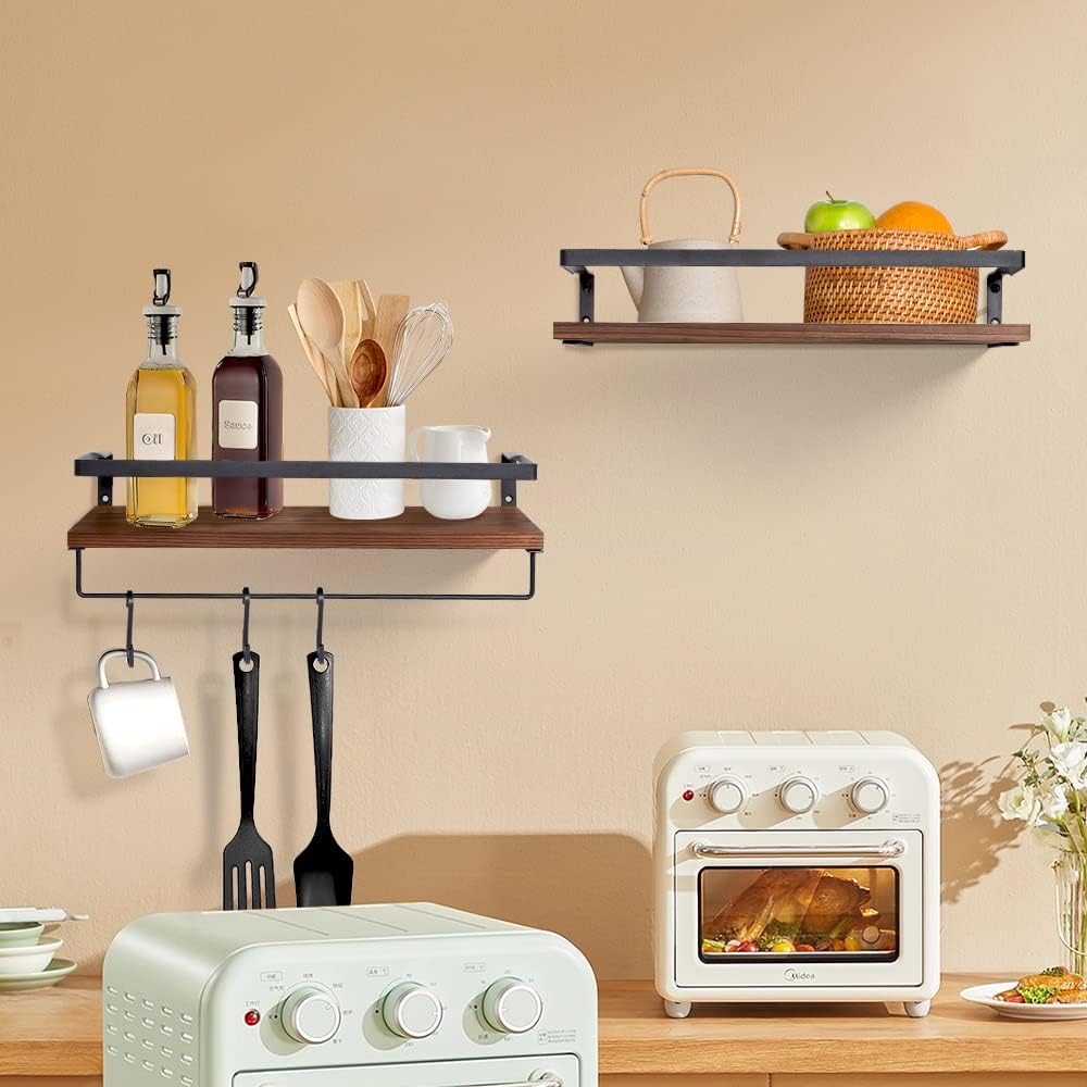Uten Floating Shelves 8 Hooks Towel Holder