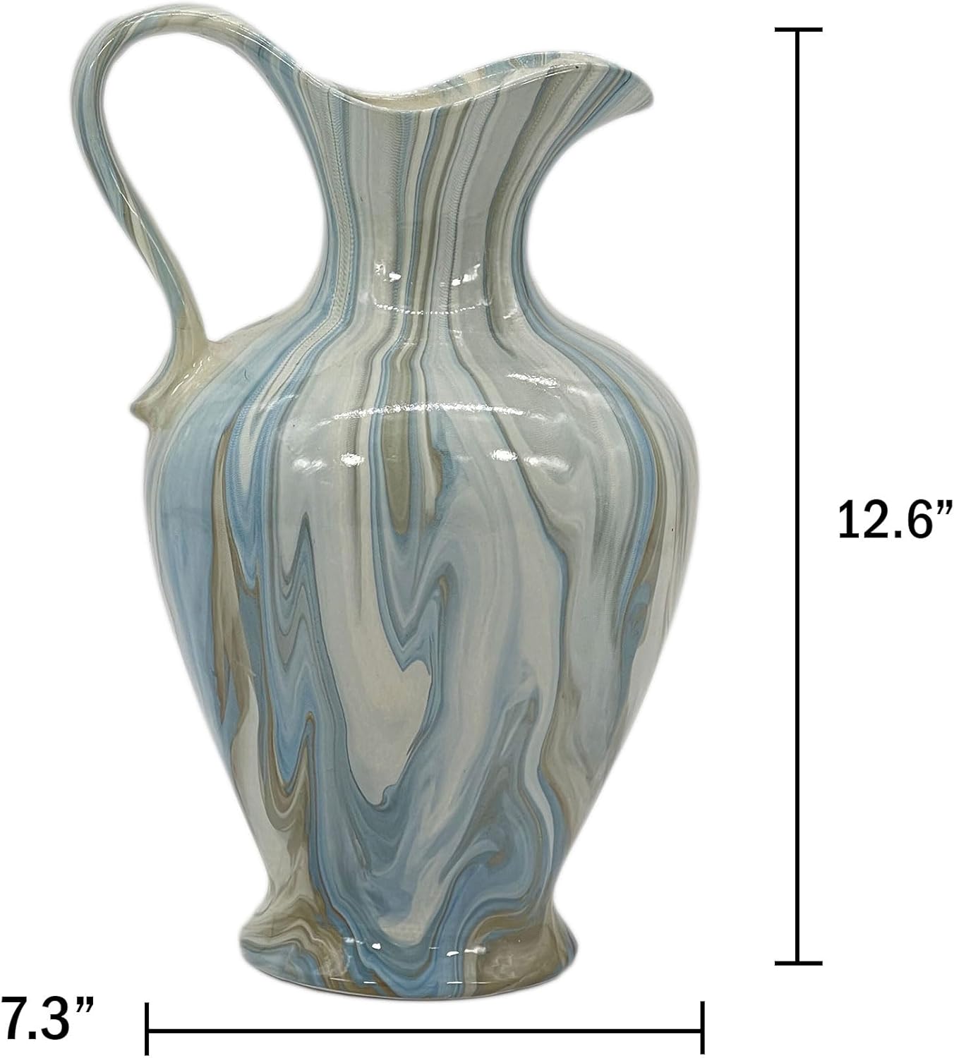 Galt International Marble Pattern Ginger Jar Vase 12 Inch
