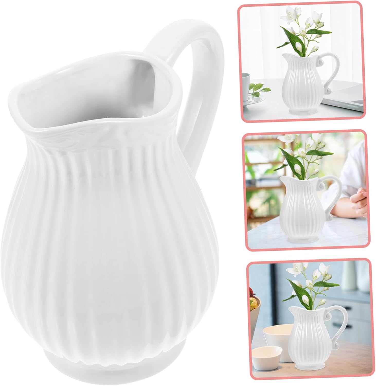 Unomor Ceramic Pitcher Vase for Floral Arrangements