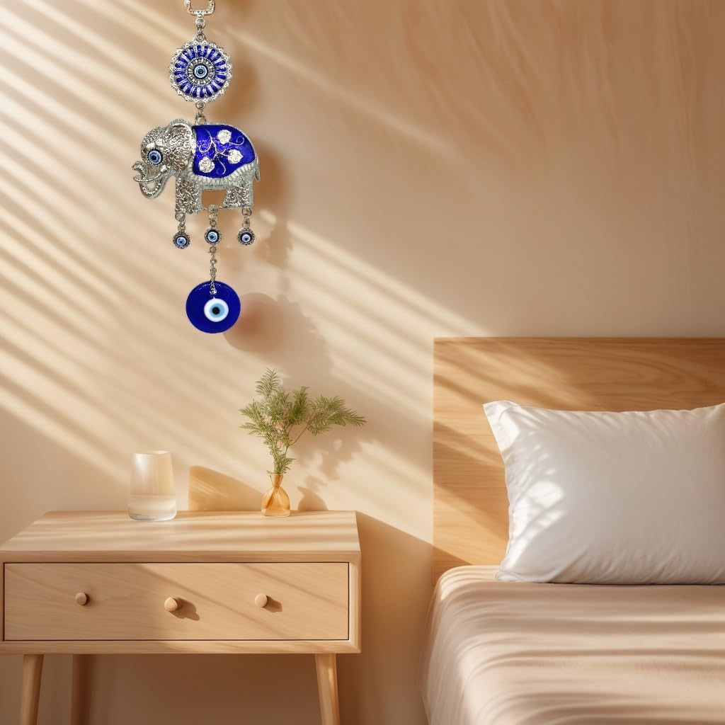 Turkish Blue Evil Eye Lucky Elephant Amulet Hanging Decor