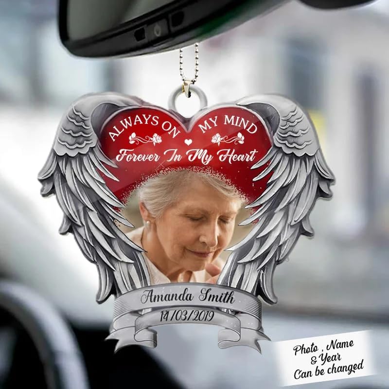 Angel Heart Wings Memorial Always On My Mind Personalized Ornament