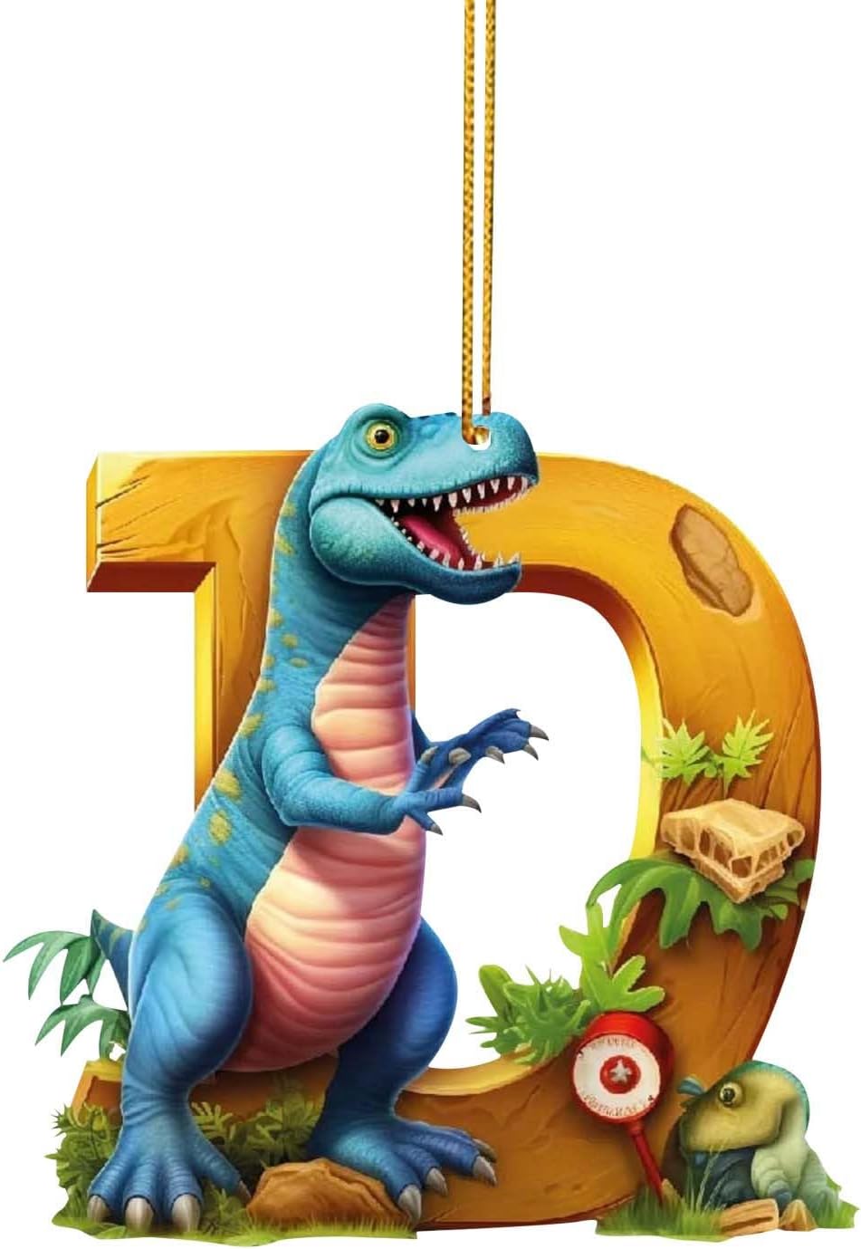 Christmas Dinosaur Alphabet Letters Hanging Ornament A-Z Decor