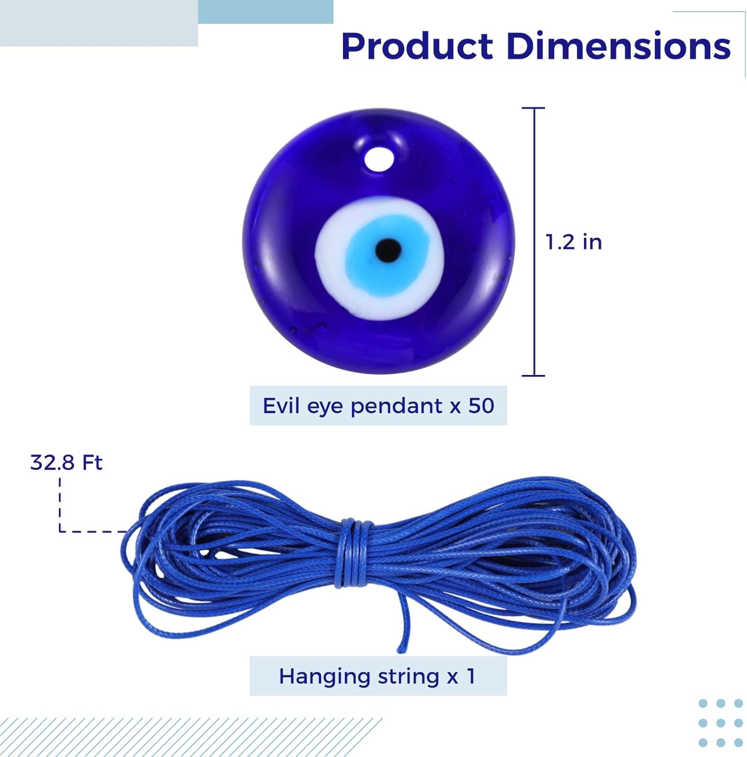50PCS Turkish Blue Evil Eye Pendants Hanging Decor
