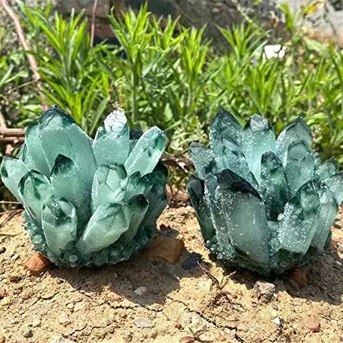 PEKMAR Green Ghost Phantom Quartz Crystal Cluster Home Decor