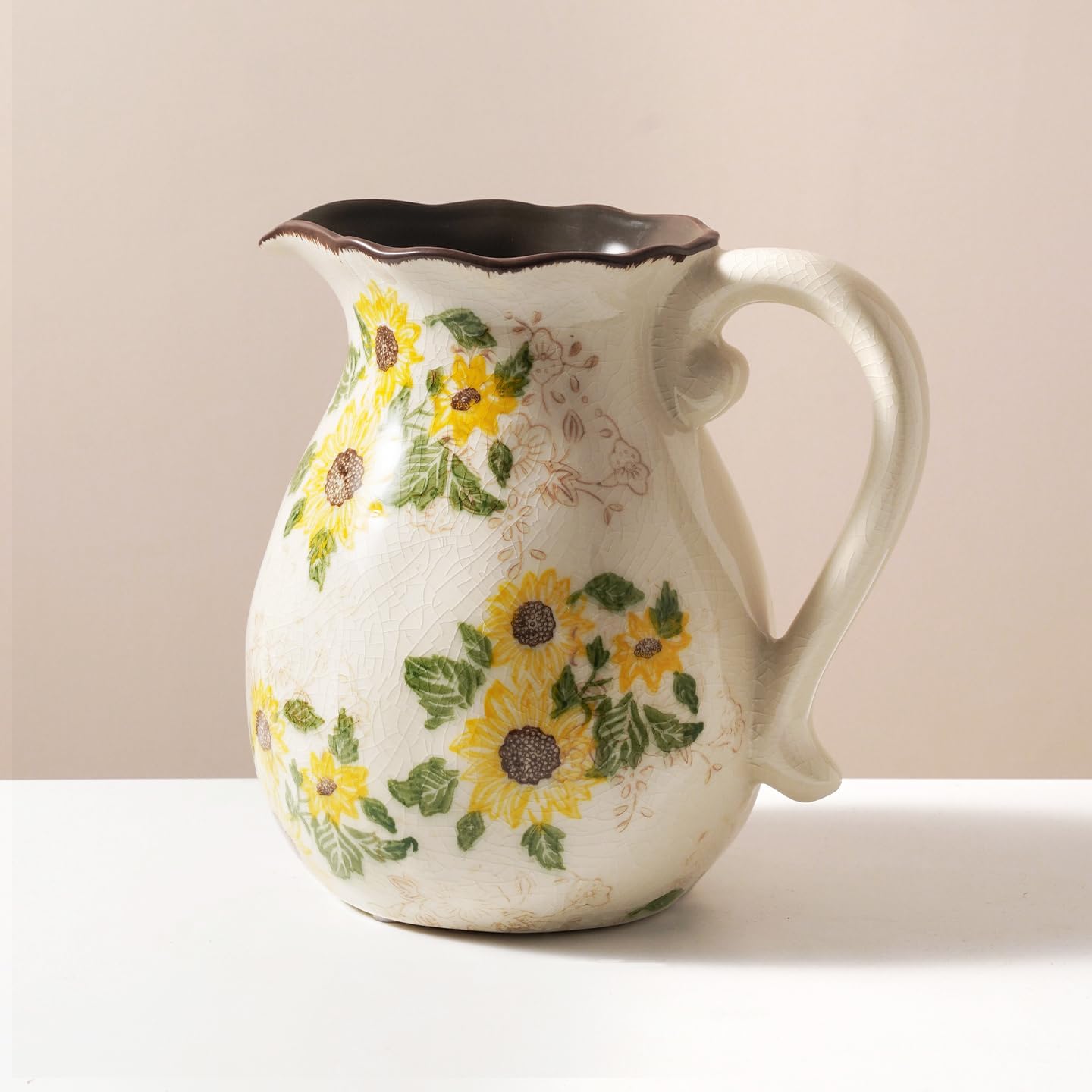 Ceramic Rustic Sunflower Vase for Home Decor
