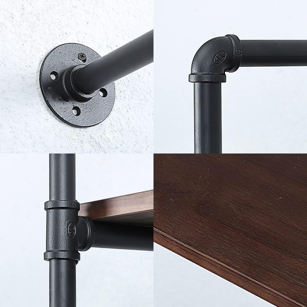 Industrial Pipe Shelves with Wood Planks 3 Tier 48in