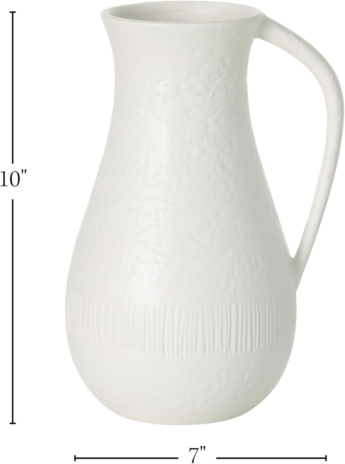 Sullivans Ceramic Vase White Pitcher with Handle 10 Inch