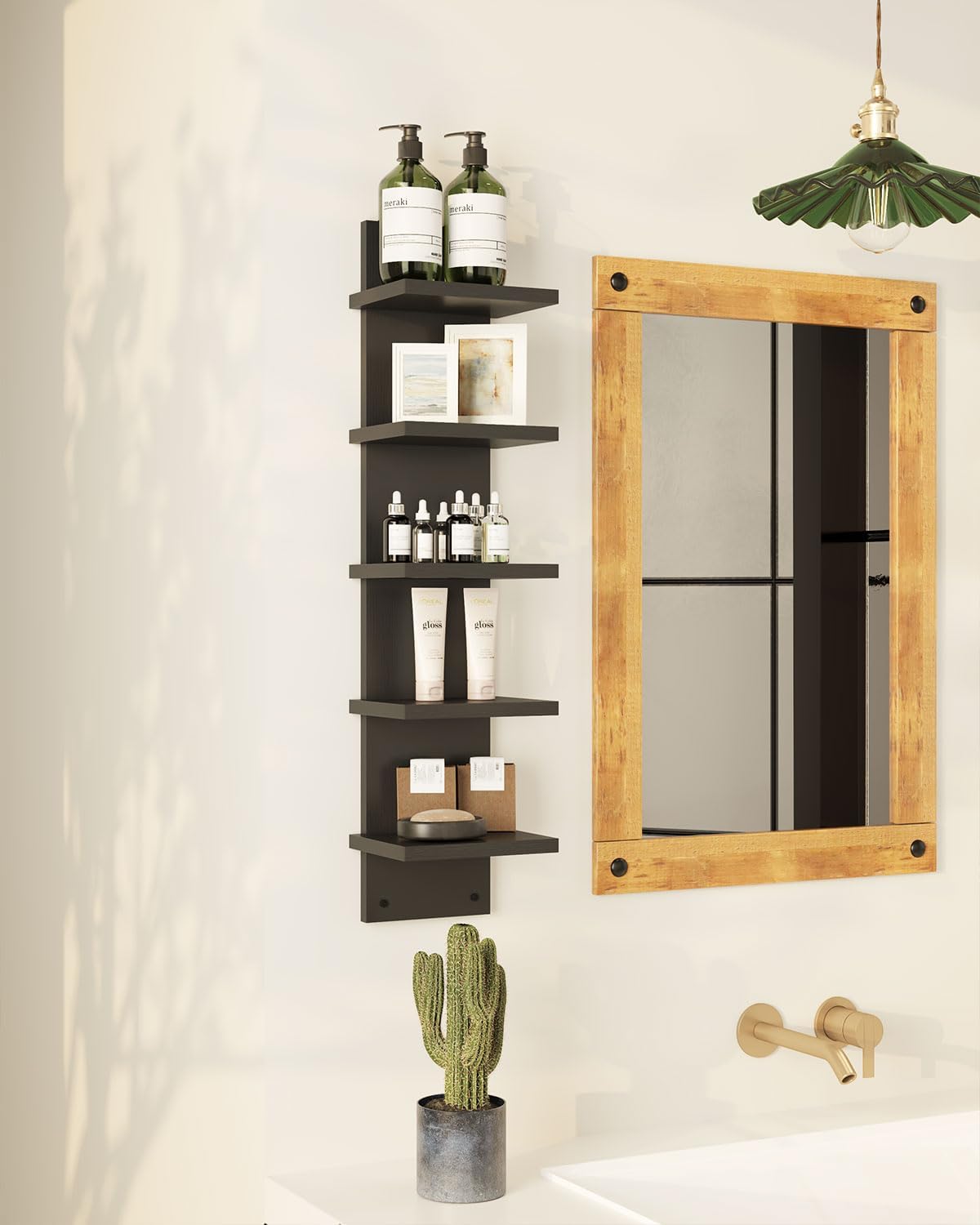 IBUYKE 5 Tier Wall Shelving Unit Black Vertical Storage Shelf