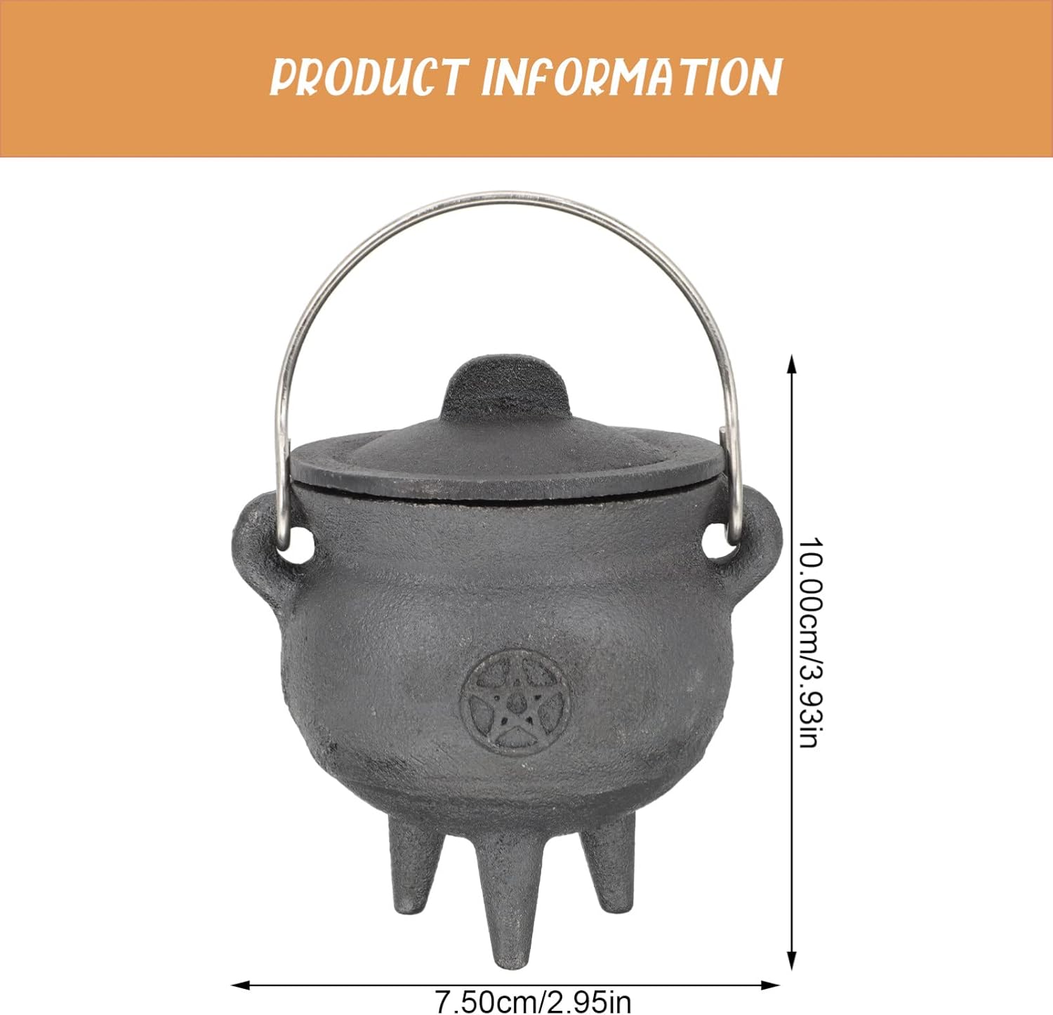 BESTonZON Triple Moon Cast Iron Cauldron with Lid Halloween Decor