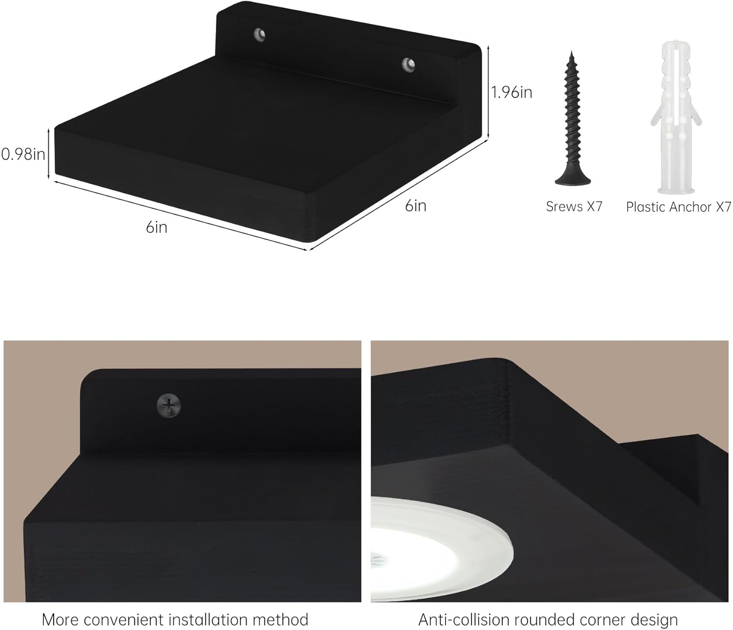 Qupui Small Floating Shelves Wall Set of 3