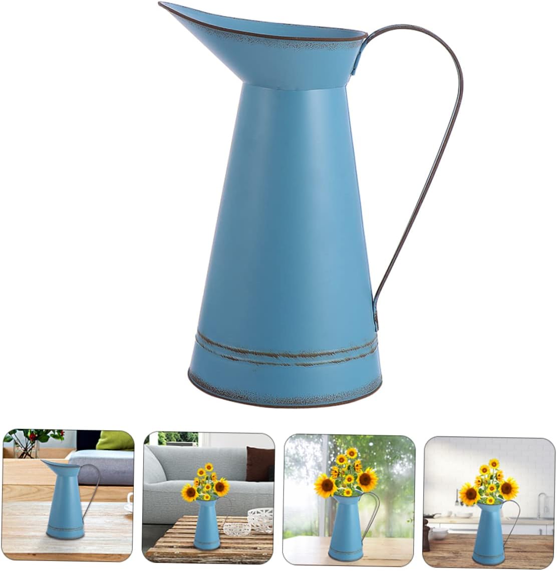 Unomor 2pcs Retro Metal Flower Vase with Bucket Pot Design