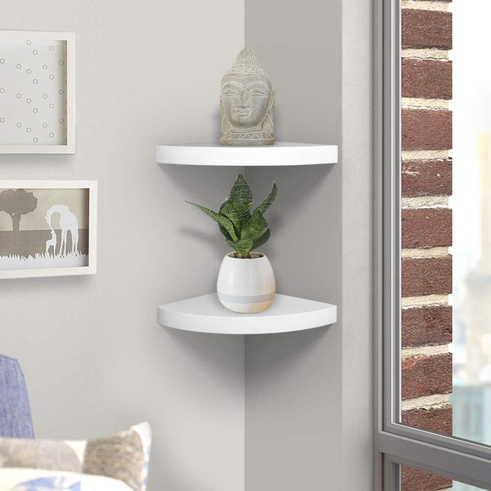 Ahdecor White Corner Shelves Set of 2
