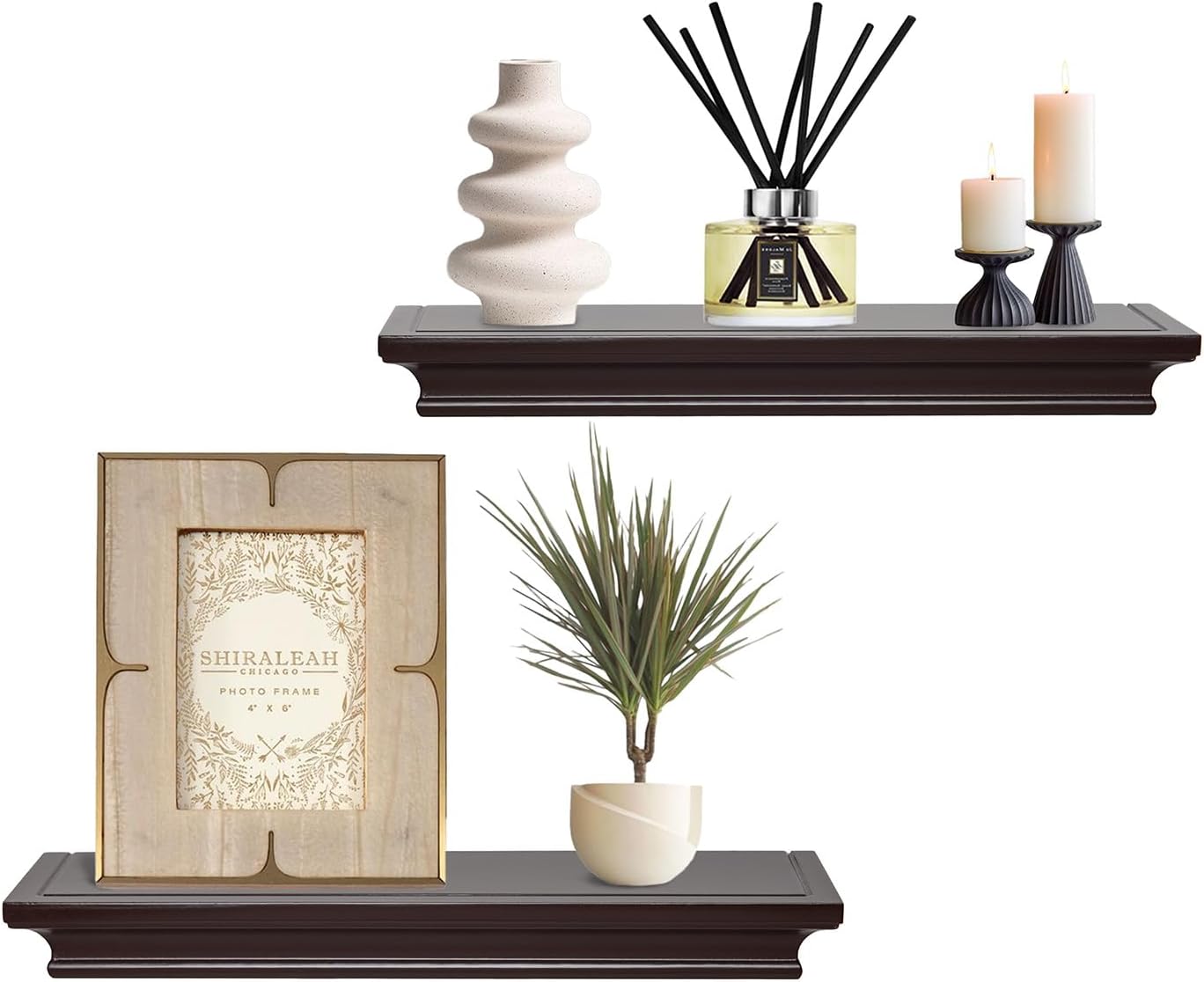 AHDECOR Floating Shelves Set of 2 Espresso Brown