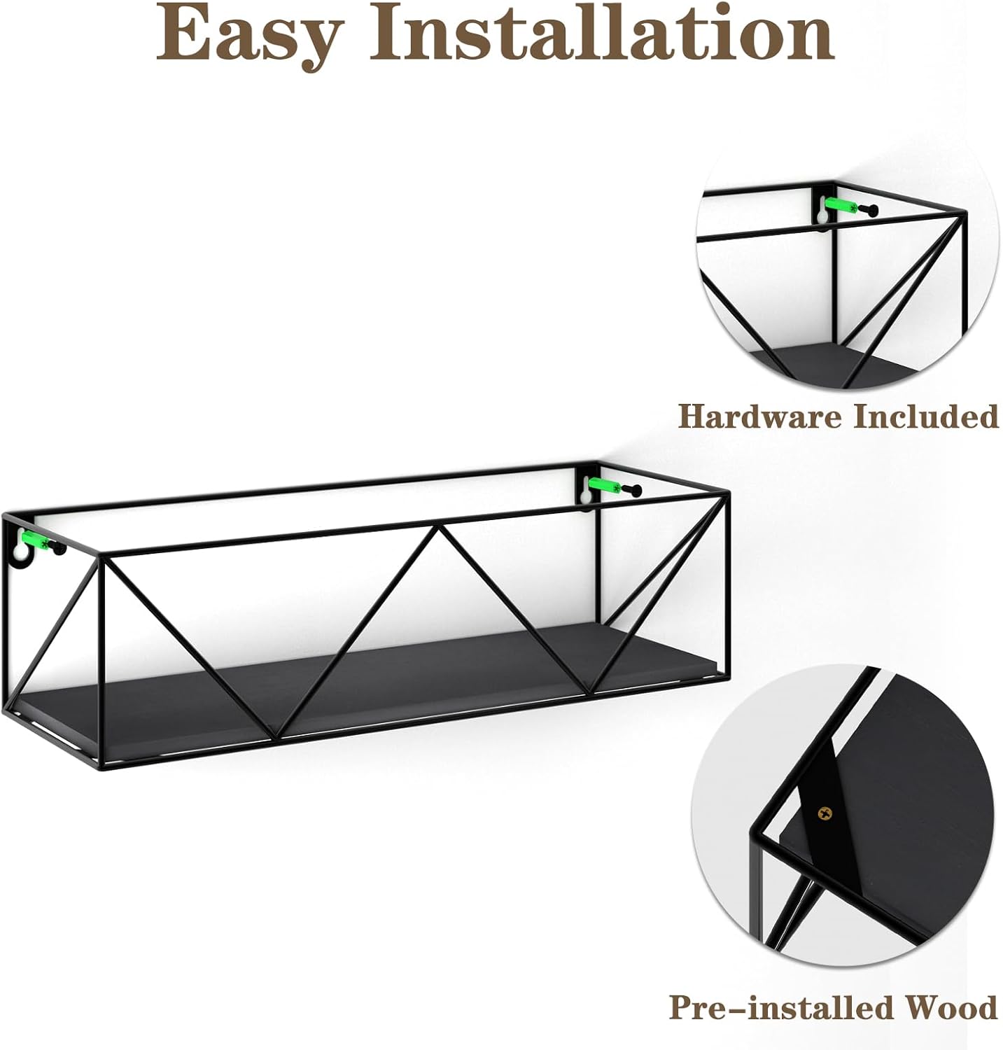 CRUGLA Black Floating Shelves Wall Mounted Set of 5
