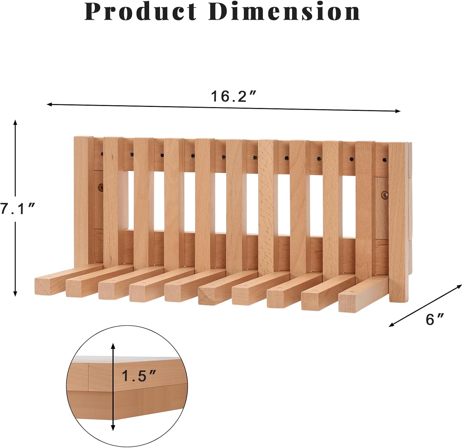 Piano Key Floating Shelf Set - 16 Inch Wall Mounted Storage