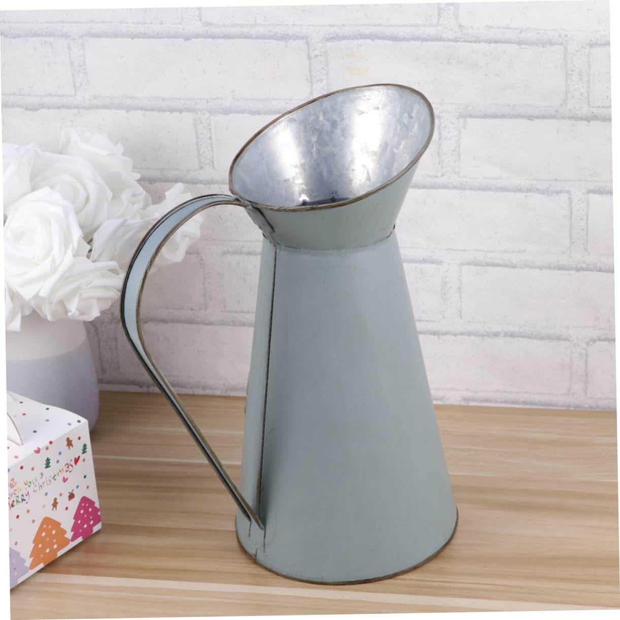 Rustic Metal Pitcher Vase Decor for Home Wedding Events
