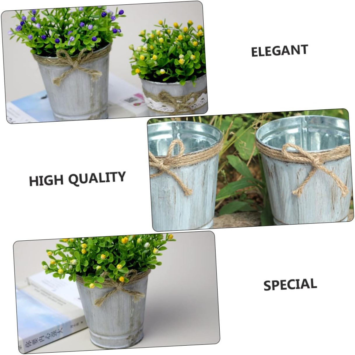 Cabilock Vintage Galvanized Metal Pitcher Vase 2pcs