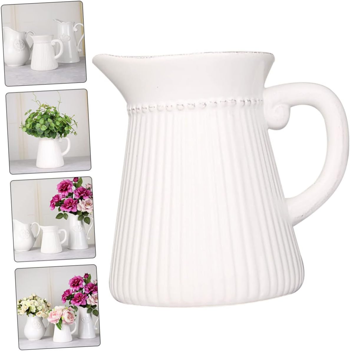 BESTYASH White Ceramic Flower Vase Simple Decorative Design