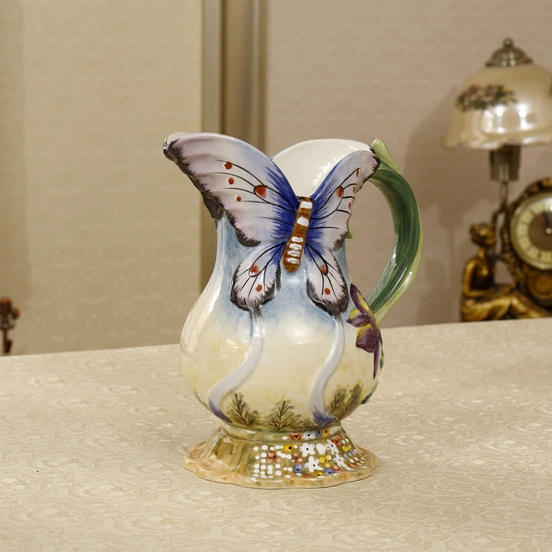 Large Ceramic Water Pitcher Flower Vase 9 Inches