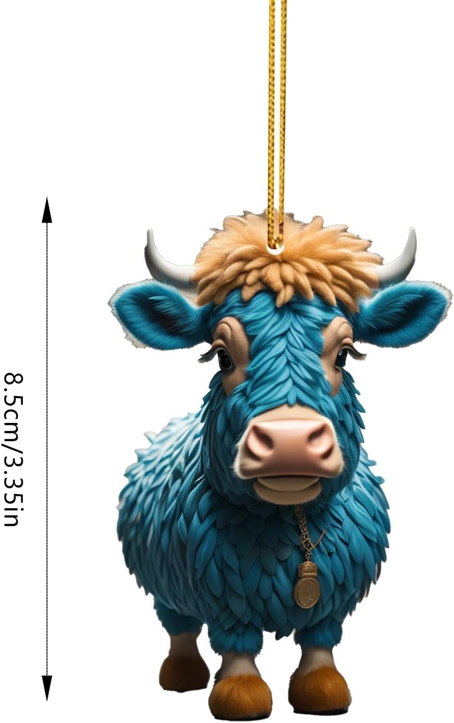 Highland Cow Pendant Acrylic Hanging Ornament Christmas Decor