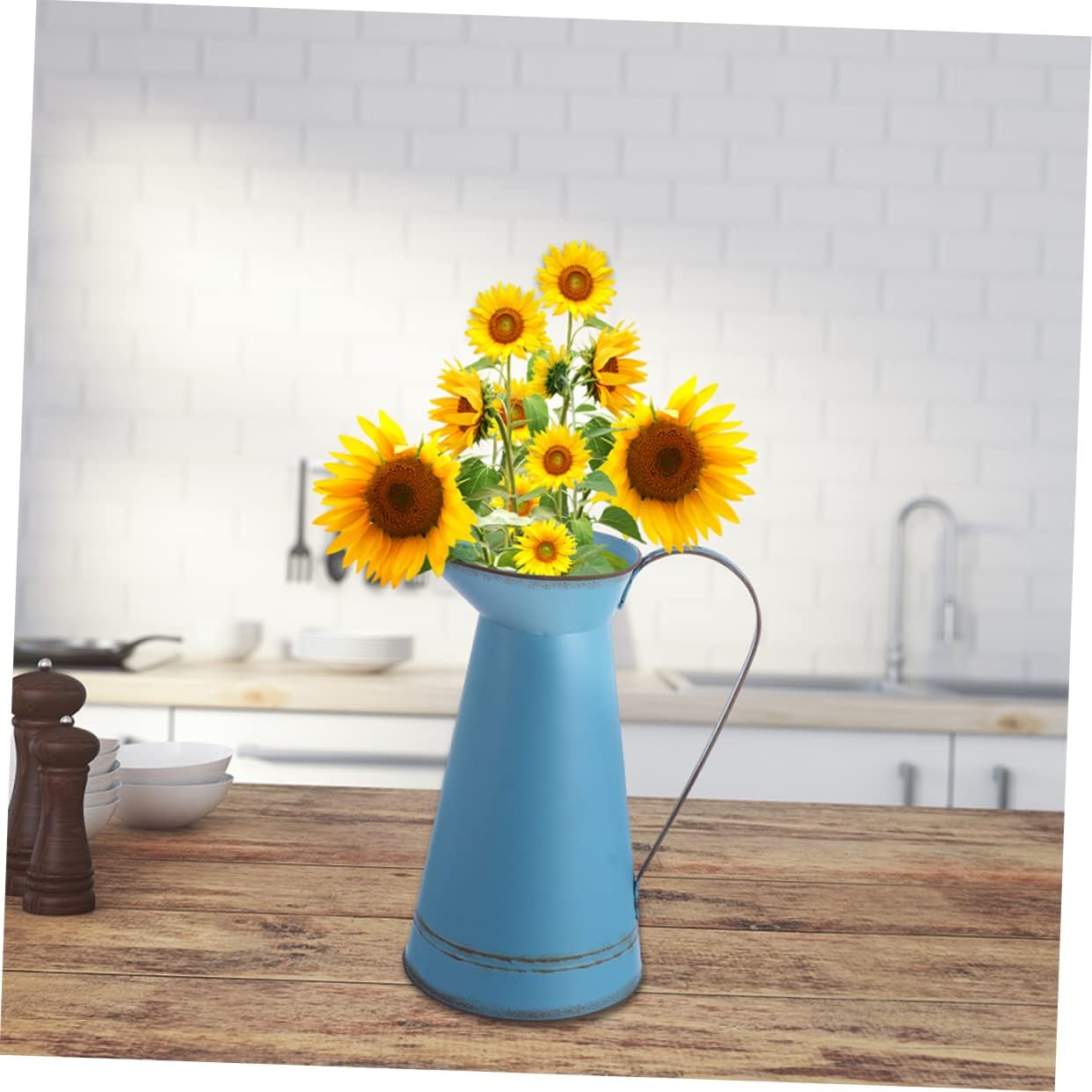 Unomor 2pcs Retro Metal Flower Vase with Bucket Pot Design