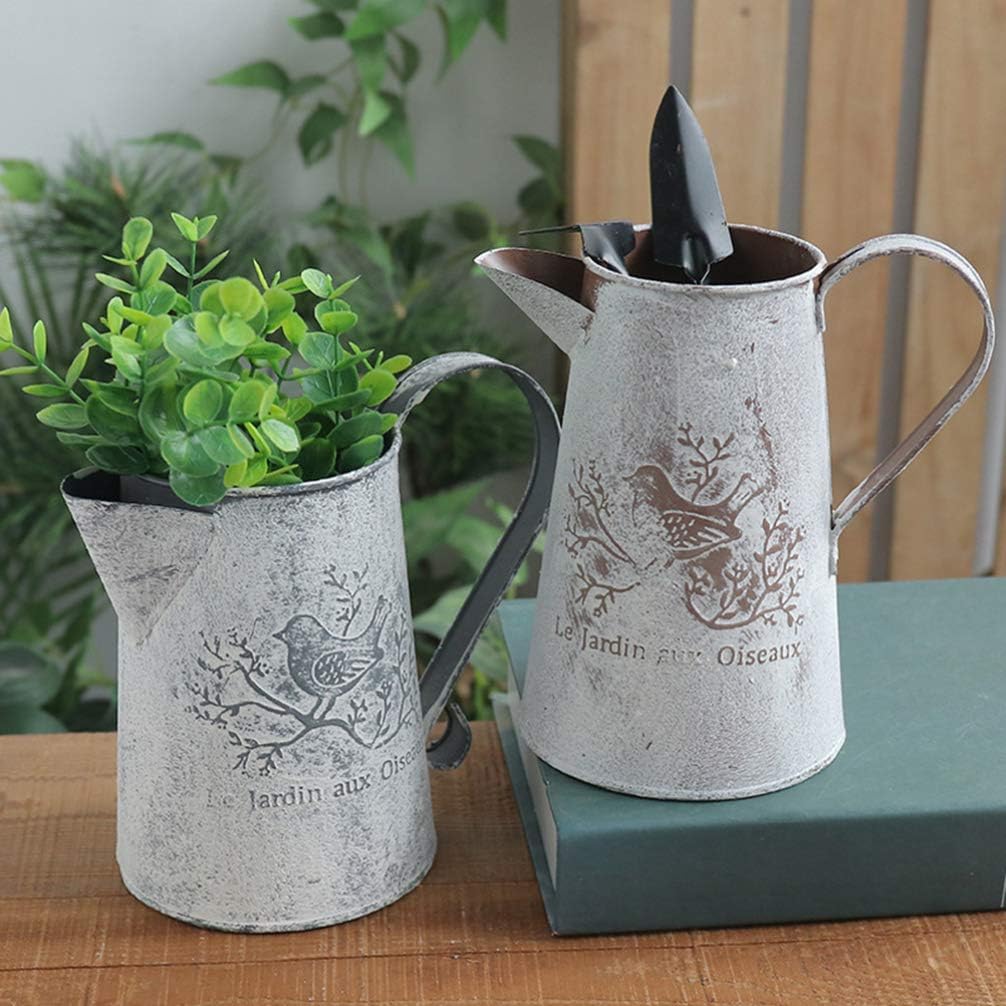 GANAZONO Shabby Chic Metal Vase Pitcher Watering Can