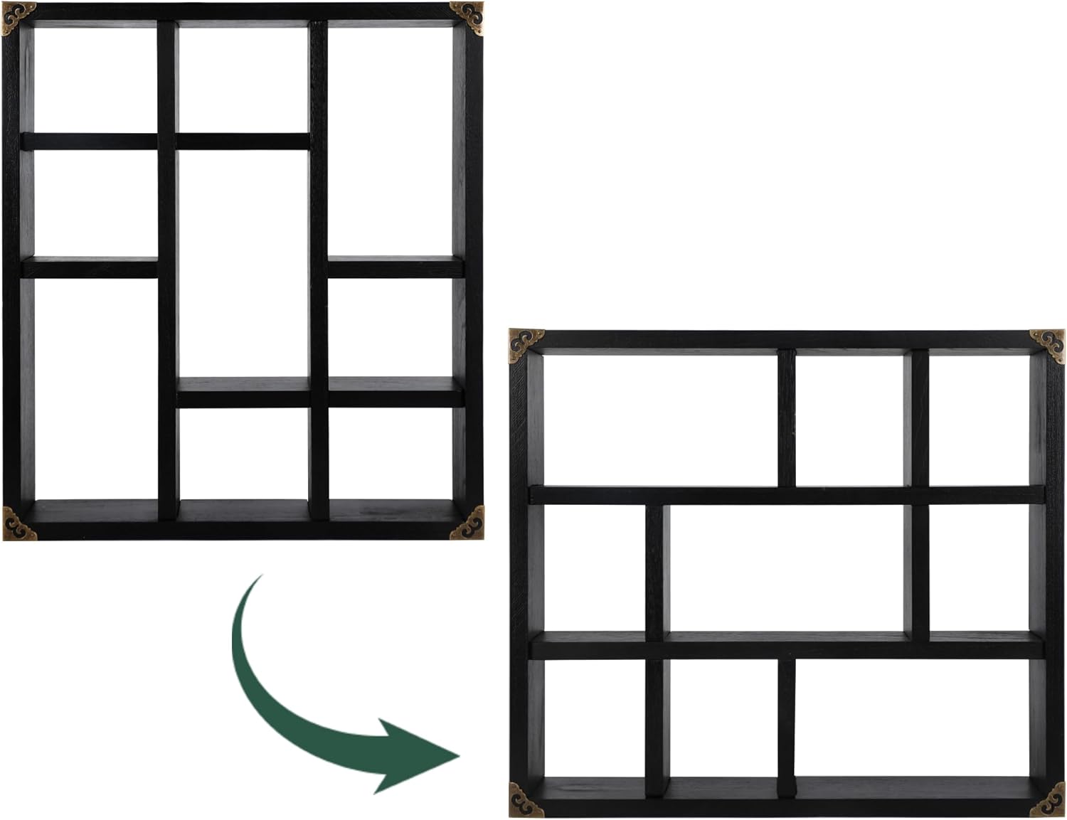 MITREL 177x157-Inch Shadow Box Shelf Set of 2 Classic Black