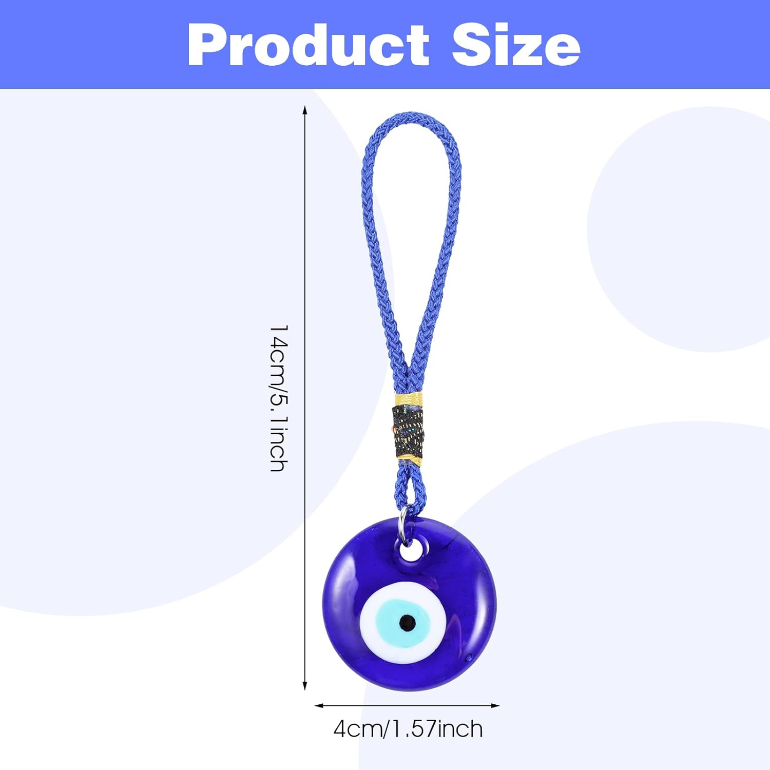 4 Pcs Blue Evil Eye Glass Hanging Pendant for Good Luck Protection