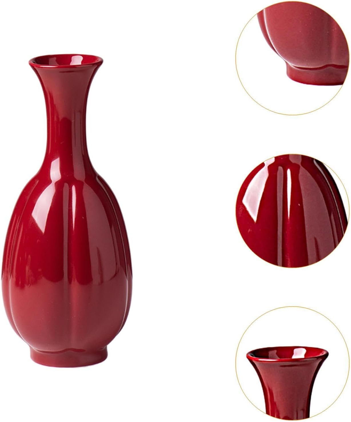 Red Ceramic Vase Farmhouse Pitcher Decorative Vase
