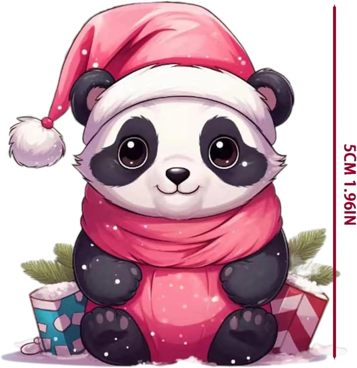 Pink Acrylic Christmas Panda Ornament Style C