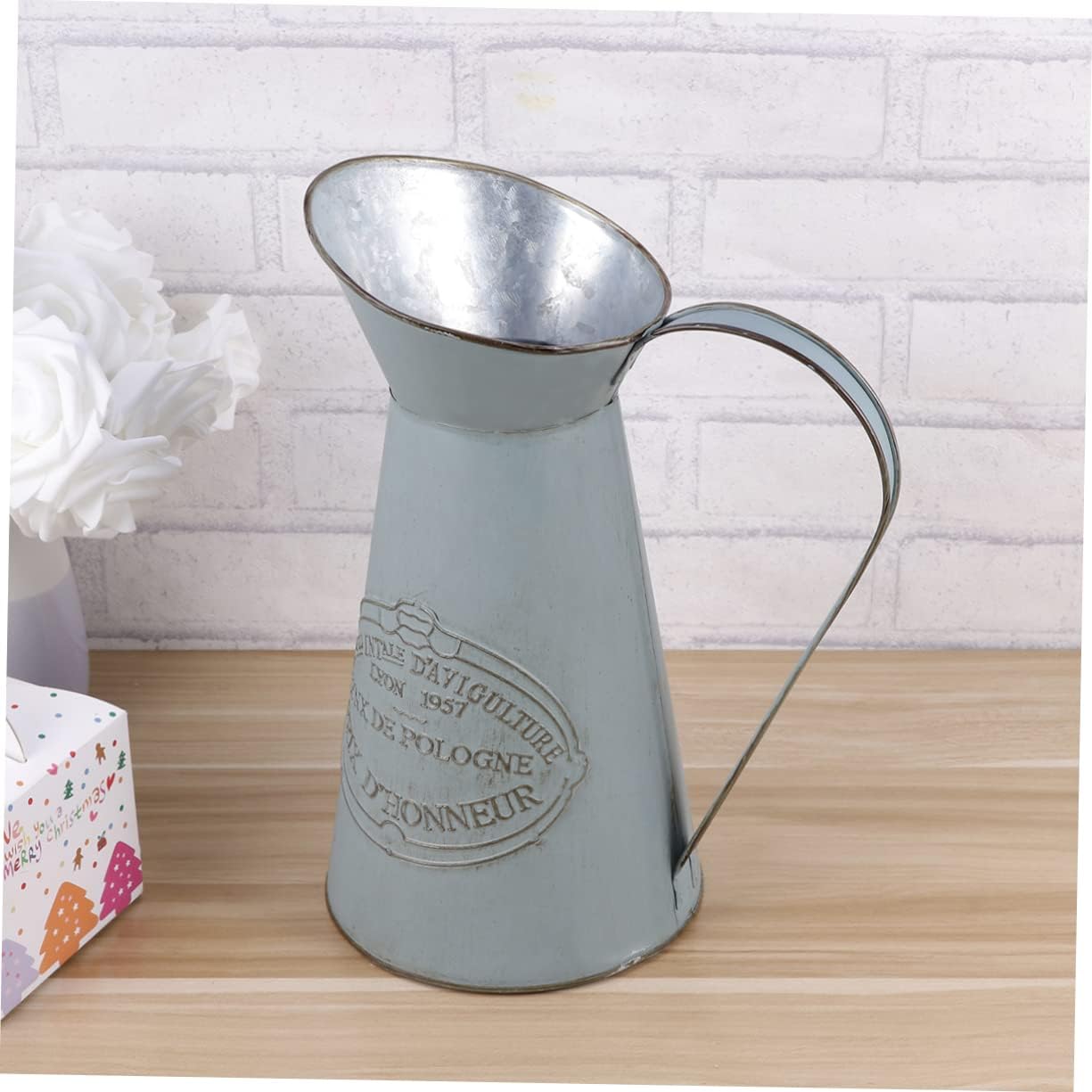 Rustic Metal Pitcher Vase Decor for Home Wedding Events