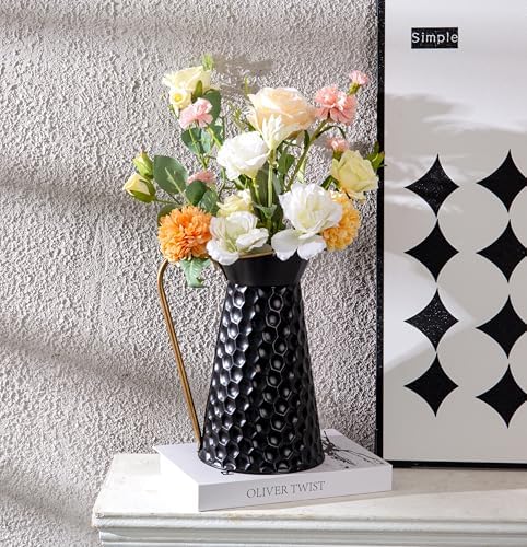 Elegant Black Metal Pitcher Vase for Home Dcor