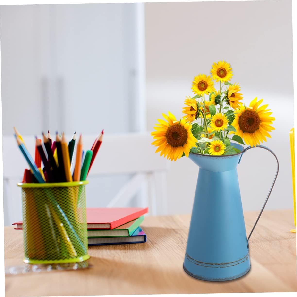 Unomor 2pcs Retro Metal Flower Vase with Bucket Pot Design